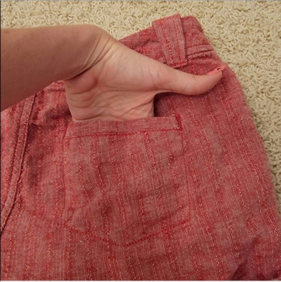 Free People Red Linen Shorts Size 4 - Picture 7 of 9